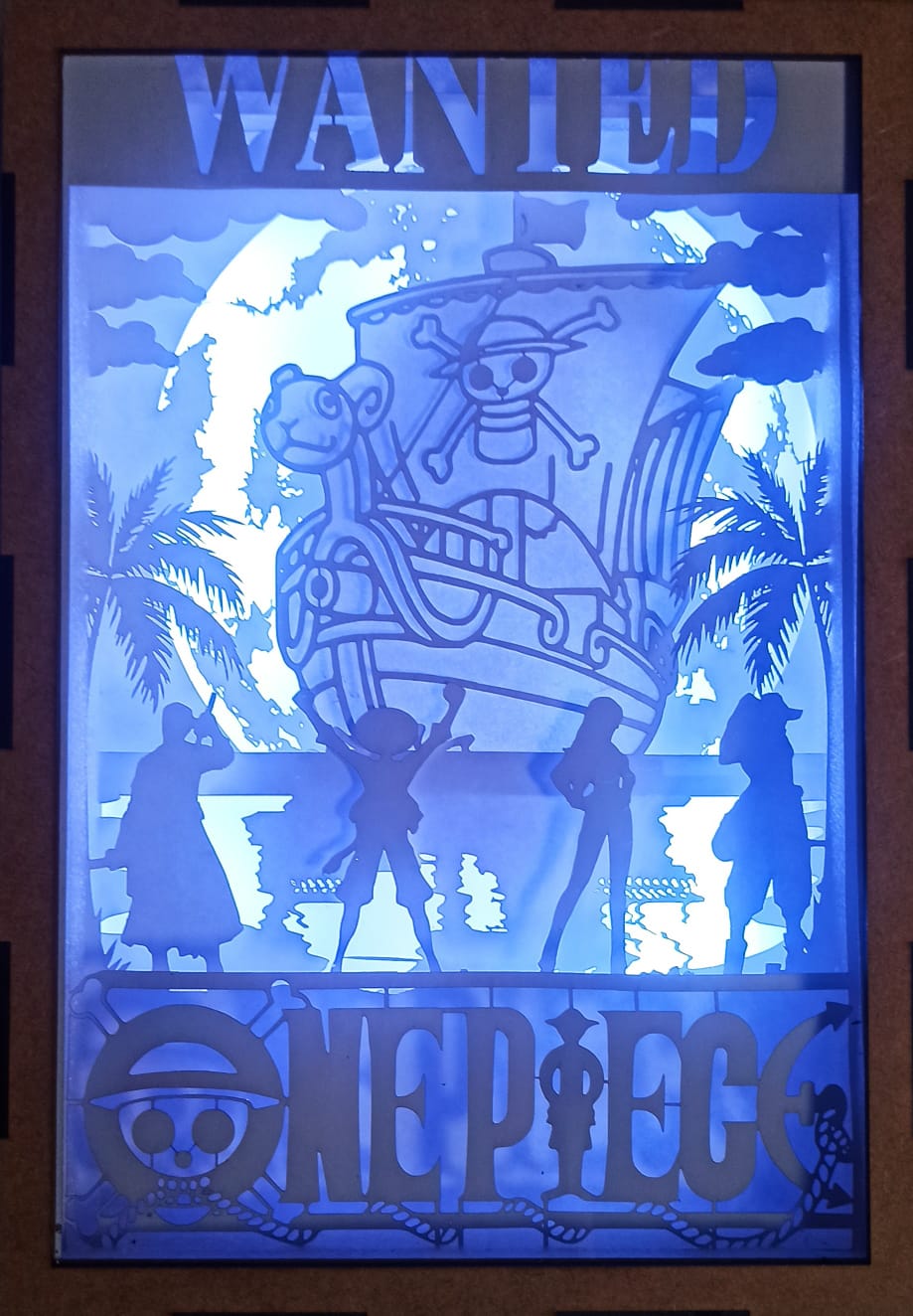 Shadow Box 3D One Piece com Iluminação RGB e Controle Remoto