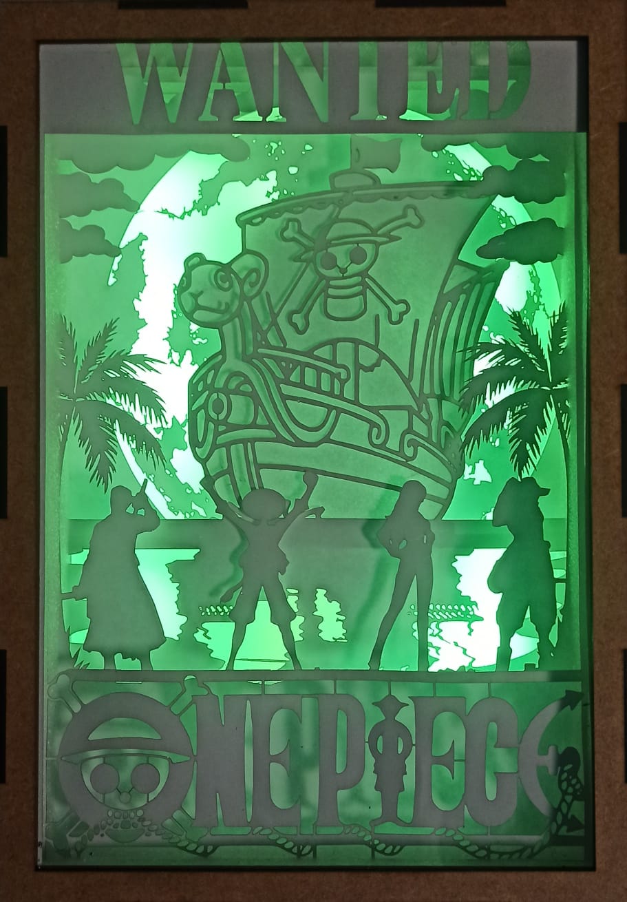 Shadow Box 3D One Piece com Iluminação RGB e Controle Remoto