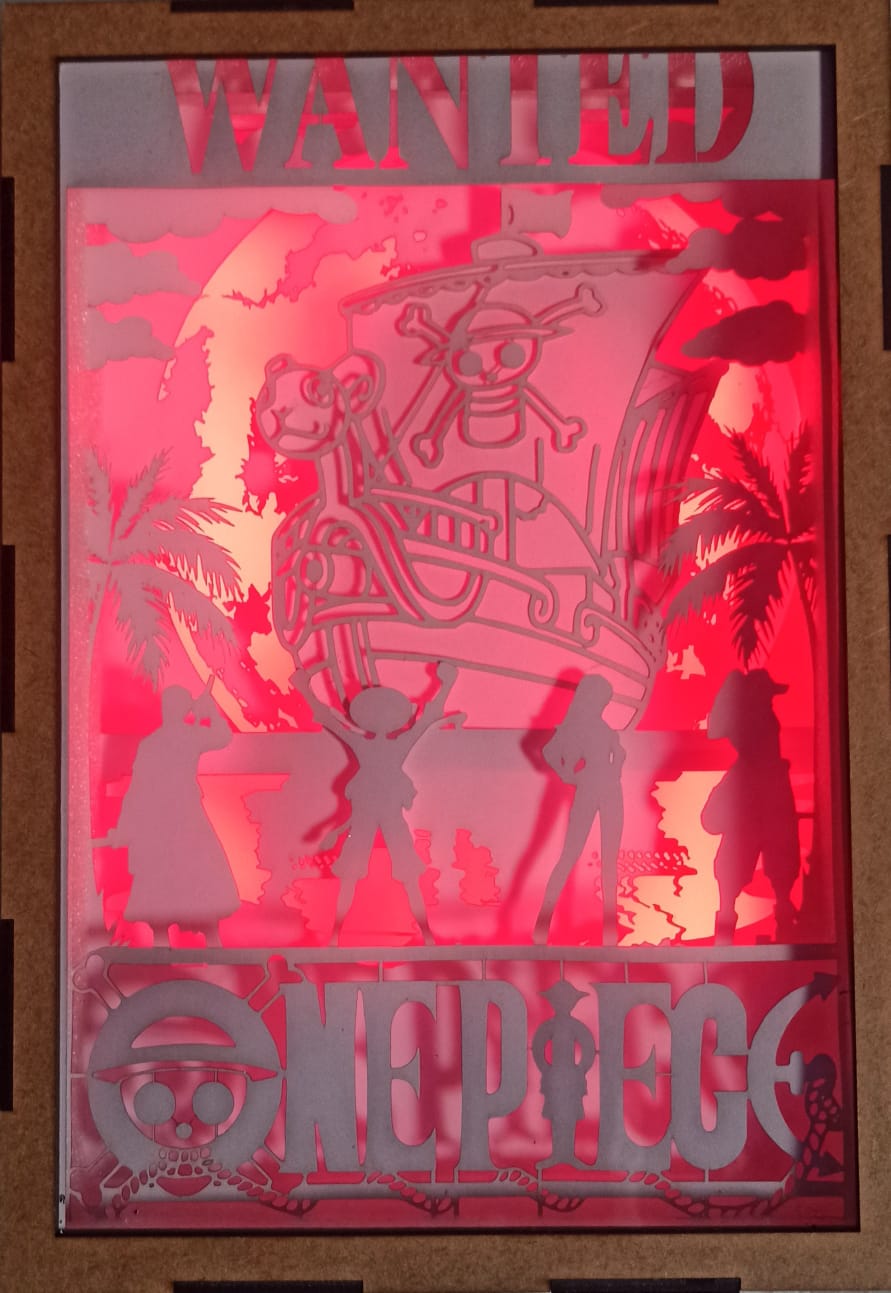 Shadow Box 3D One Piece com Iluminação RGB e Controle Remoto