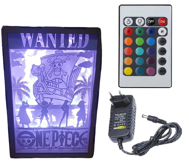 Shadow Box 3D One Piece com Iluminação RGB e Controle Remoto