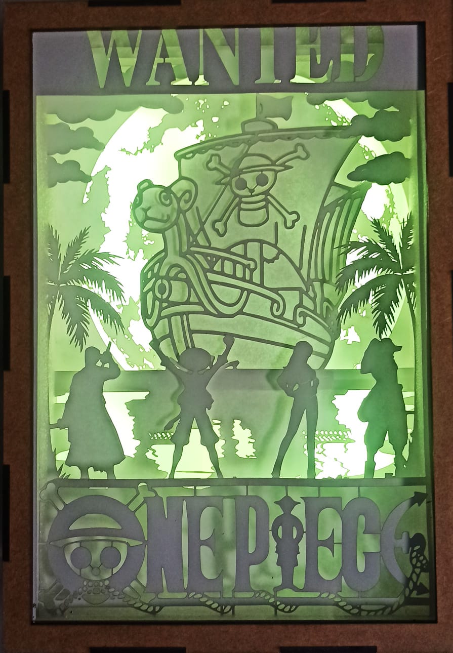 Shadow Box 3D One Piece com Iluminação RGB e Controle Remoto