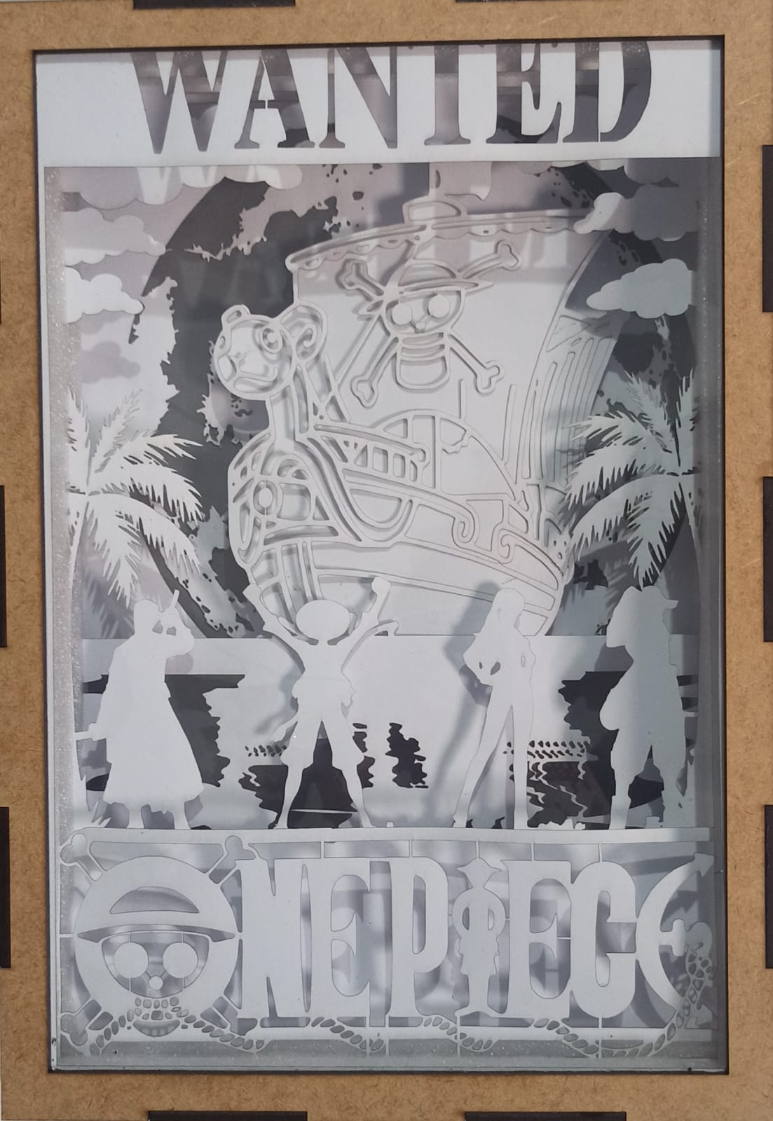Shadow Box 3D One Piece com Iluminação RGB e Controle Remoto