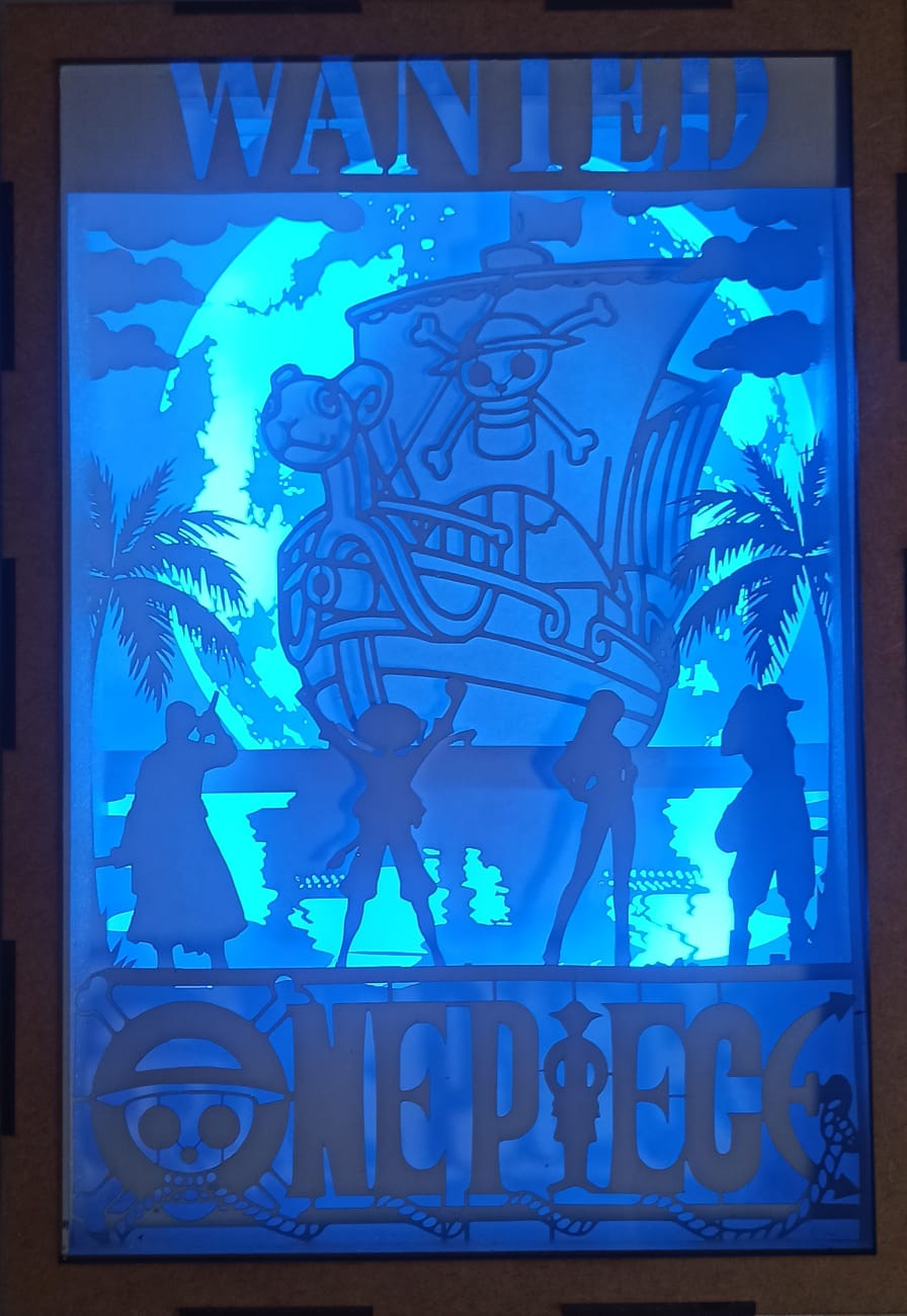 Shadow Box 3D One Piece com Iluminação RGB e Controle Remoto