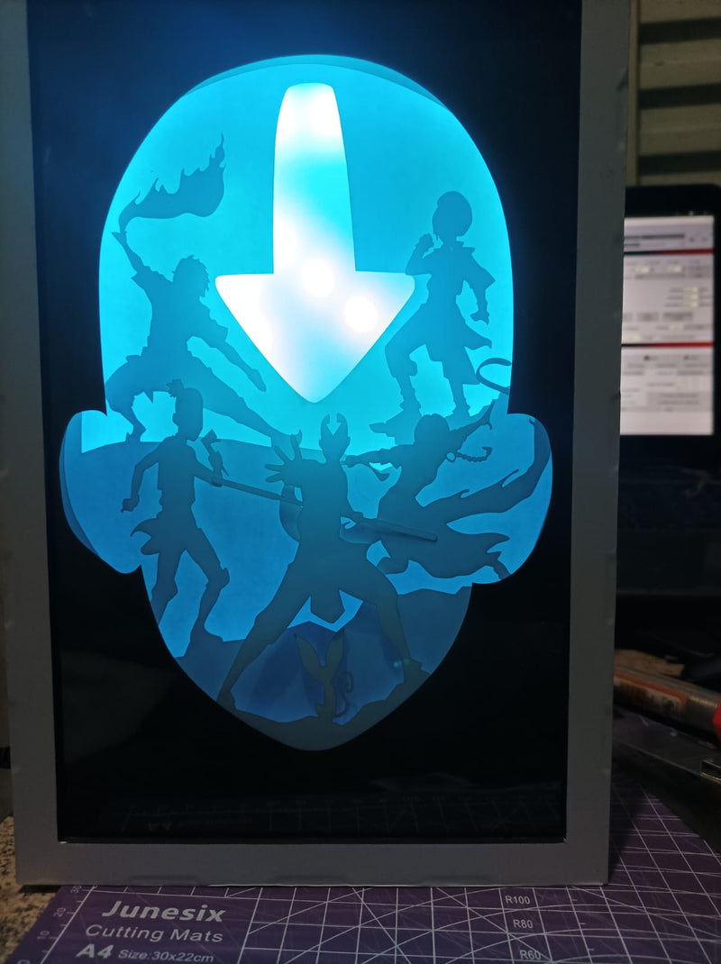 Shadow Box 3D Avatar Airbender com iluminação RGB e Controle Remoto