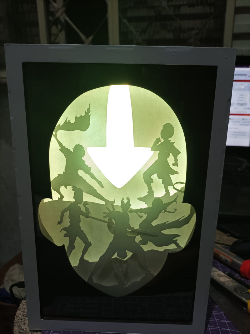 Shadow Box 3D Avatar Airbender com iluminação RGB e Controle Remoto