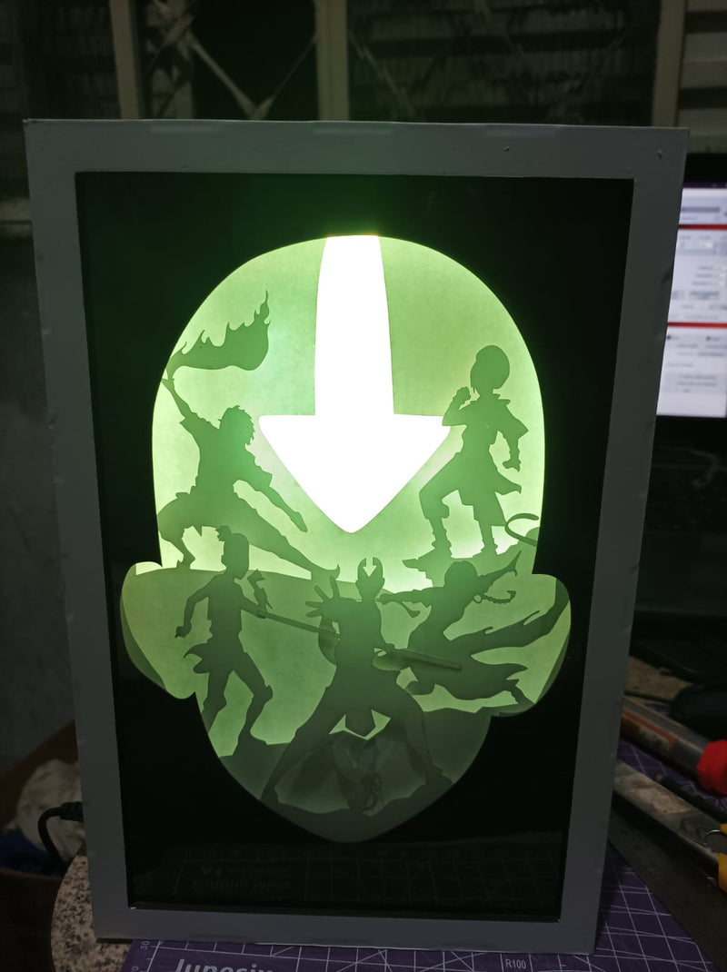 Shadow Box 3D Avatar Airbender com iluminação RGB e Controle Remoto