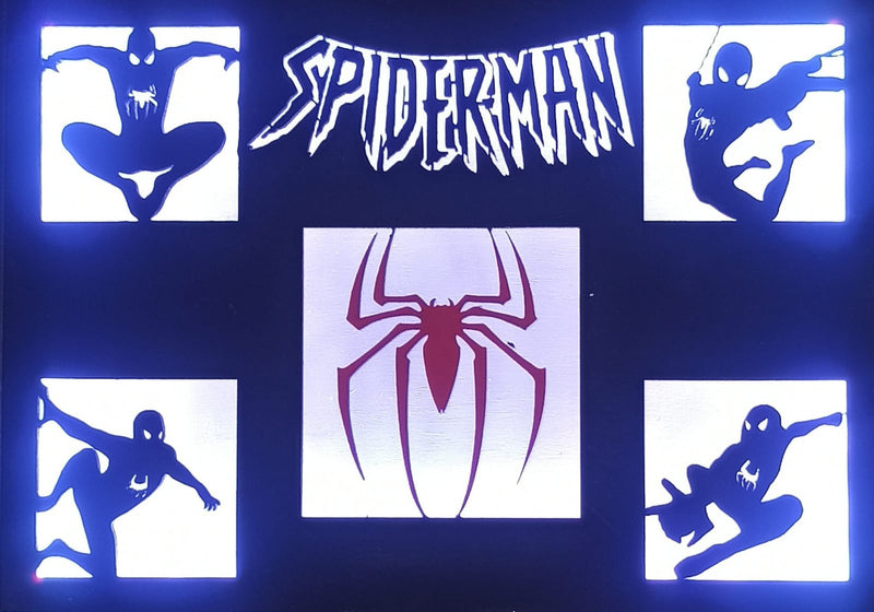 Quadro Homen Aranha com iluminação RGB e Controle Remoto