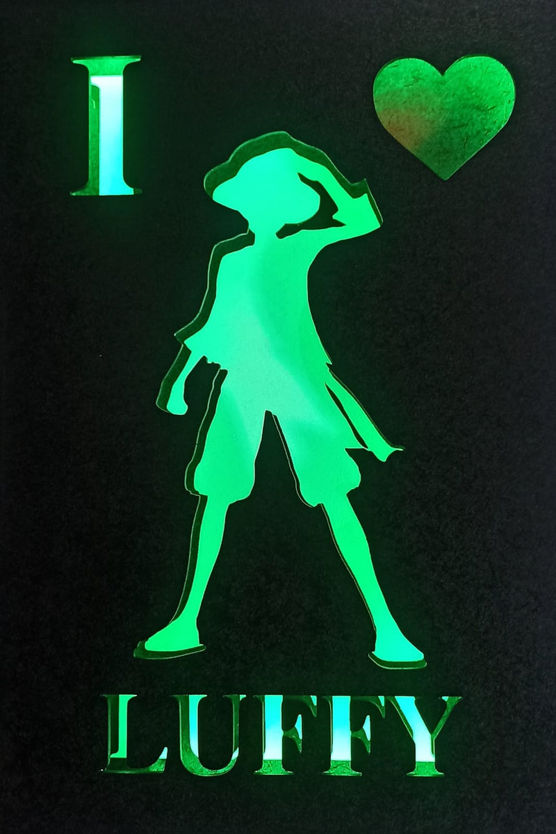 Quadro Monkey D. Luffy - One Piece com Iluminação RGB e Controle Remoto