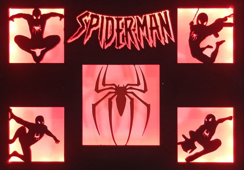 Quadro Homen Aranha com iluminação RGB e Controle Remoto