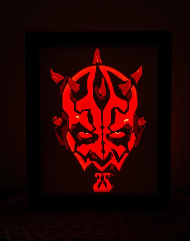 Shadow Box 3D Darth Maul com Iluminação RGB e Controle Remoto