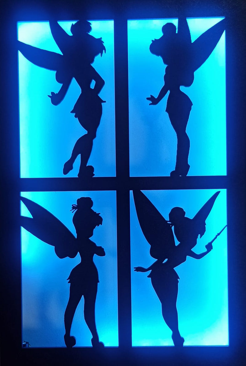 Quadro Sininho com Iluminação RGB e Controle Remoto