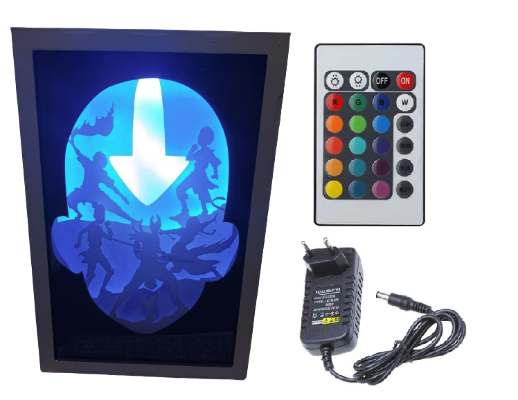 Shadow Box 3D Avatar Airbender com iluminação RGB e Controle Remoto