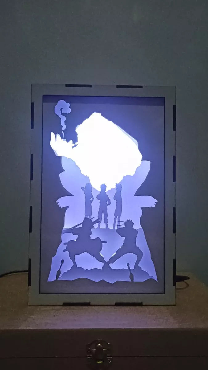 Shadow Box 3D Naruto Shippuden com Iluminação RGB e Controle Remoto