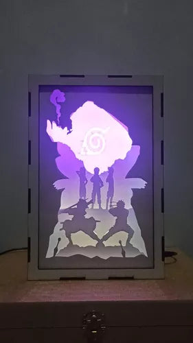 Shadow Box 3D Naruto Shippuden com Iluminação RGB e Controle Remoto