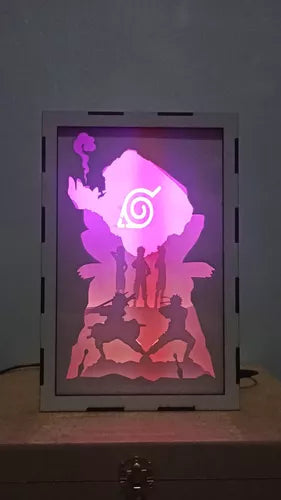 Shadow Box 3D Naruto Shippuden com Iluminação RGB e Controle Remoto