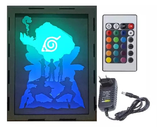 Shadow Box 3D Naruto Shippuden com Iluminação RGB e Controle Remoto