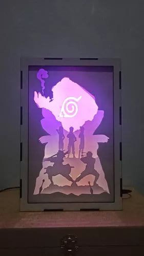 Shadow Box 3D Naruto Shippuden com Iluminação RGB e Controle Remoto