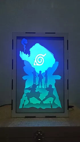 Shadow Box 3D Naruto Shippuden com Iluminação RGB e Controle Remoto