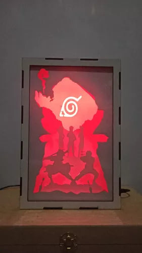 Shadow Box 3D Naruto Shippuden com Iluminação RGB e Controle Remoto