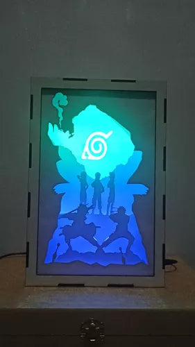 Shadow Box 3D Naruto Shippuden com Iluminação RGB e Controle Remoto
