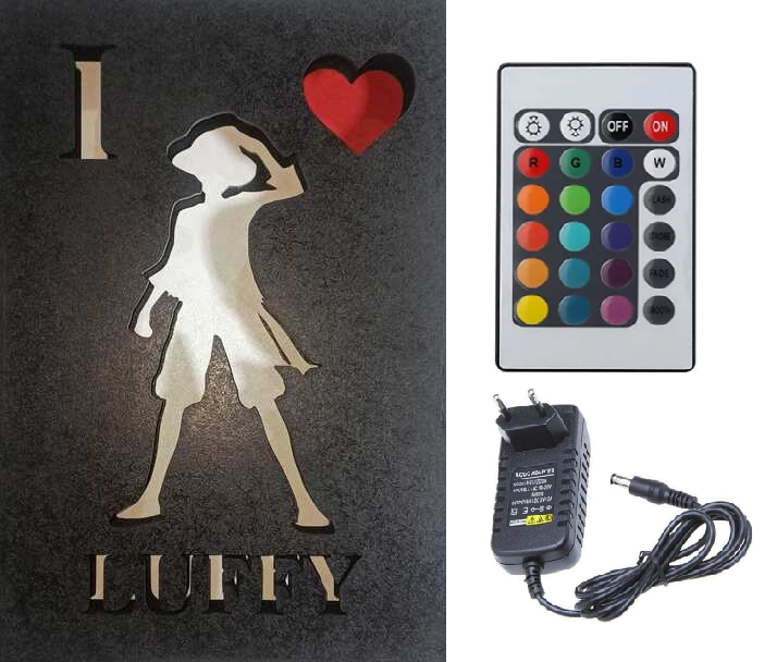 Quadro Monkey D. Luffy - One Piece com Iluminação RGB e Controle Remoto