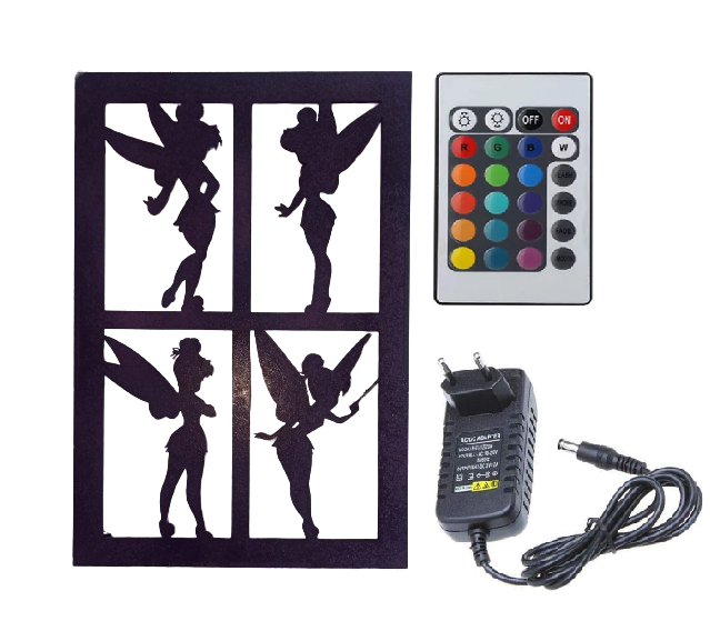 Quadro Sininho com Iluminação RGB e Controle Remoto