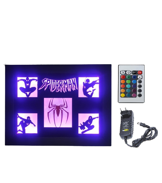 Quadro Homen Aranha com iluminação RGB e Controle Remoto