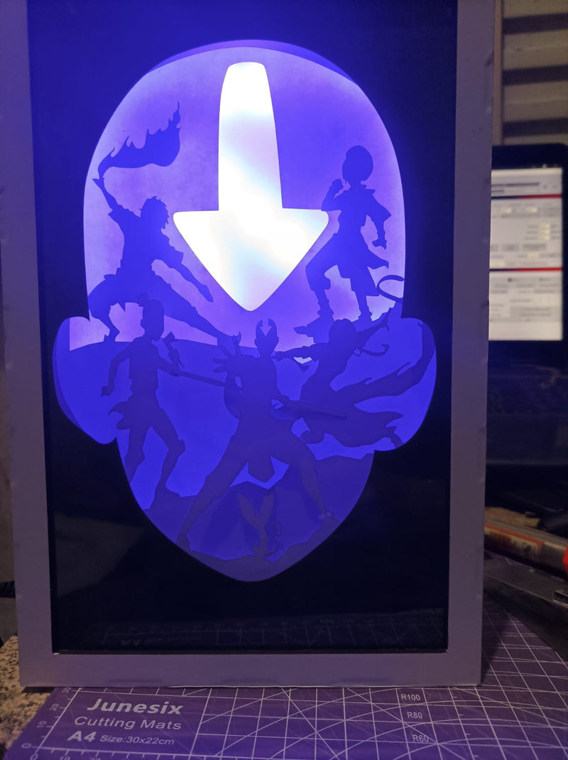 Shadow Box 3D Avatar Airbender com iluminação RGB e Controle Remoto