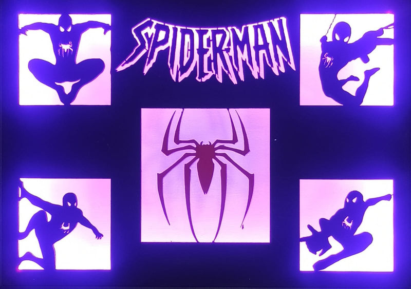 Quadro Homen Aranha com iluminação RGB e Controle Remoto