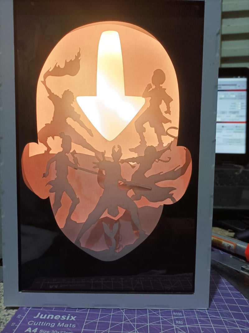 Shadow Box 3D Avatar Airbender com iluminação RGB e Controle Remoto