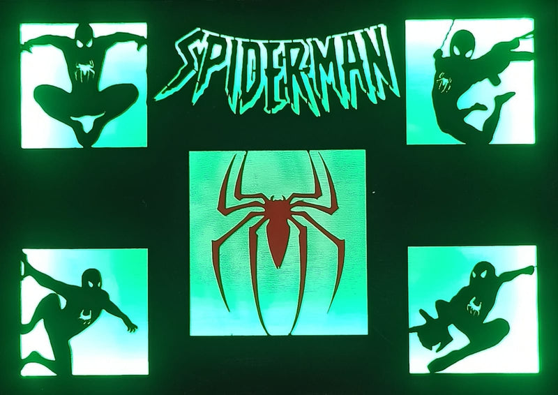 Quadro Homen Aranha com iluminação RGB e Controle Remoto