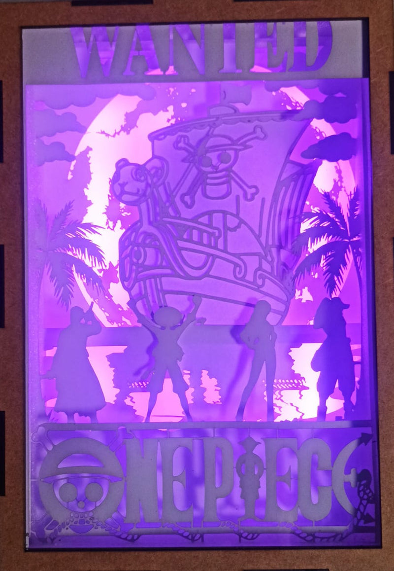 Shadow Box 3D One Piece com Iluminação RGB e Controle Remoto