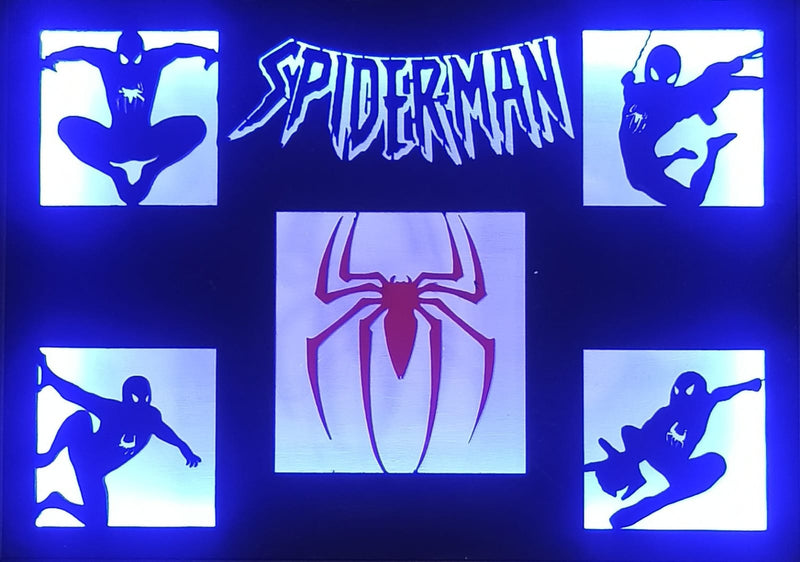 Quadro Homen Aranha com iluminação RGB e Controle Remoto