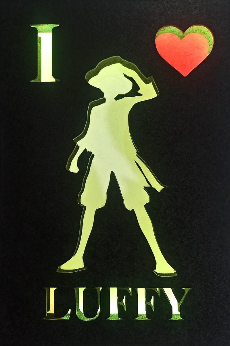 Quadro Monkey D. Luffy - One Piece com Iluminação RGB e Controle Remoto